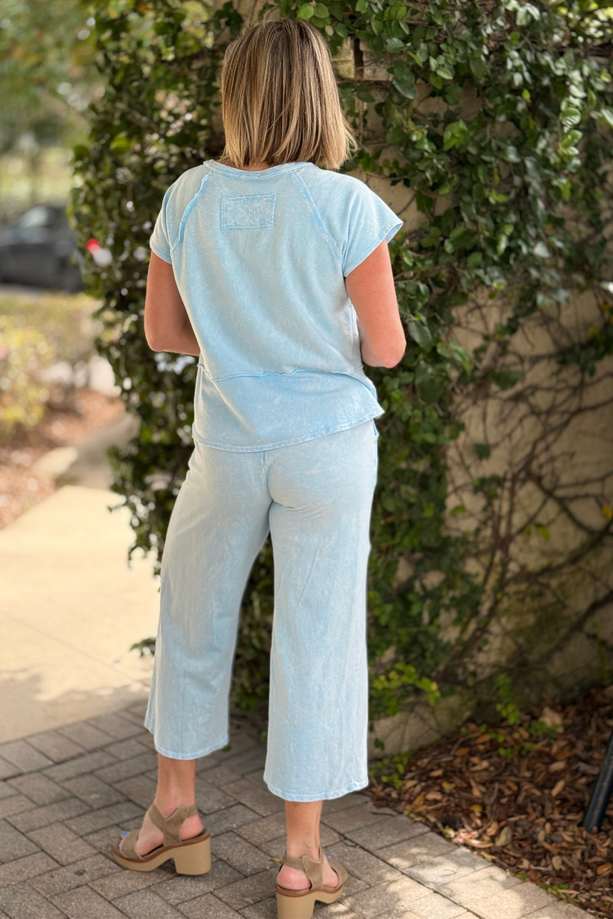 mineral wash bow lounge outfit for women