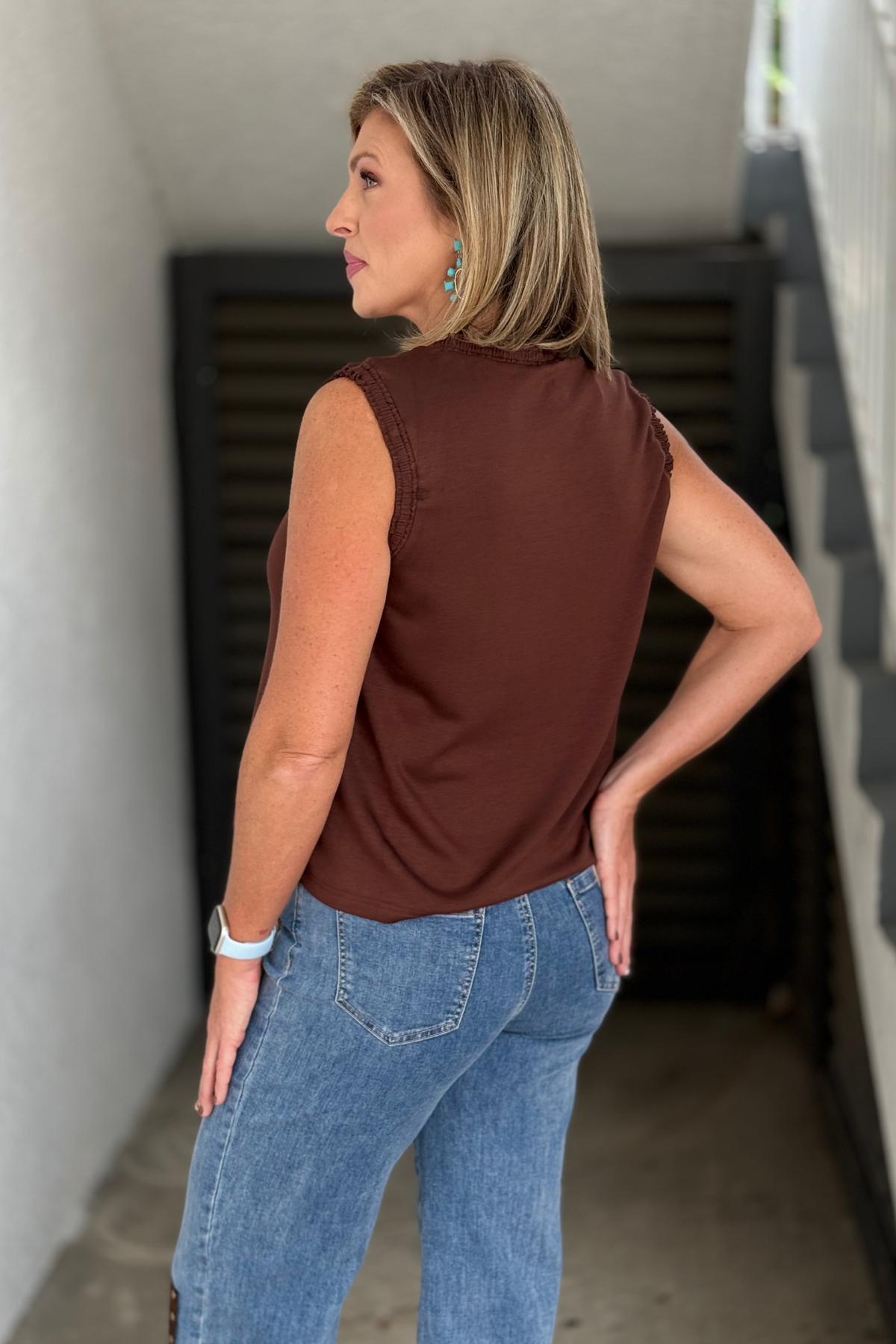 Chocolate brown layering tank for women