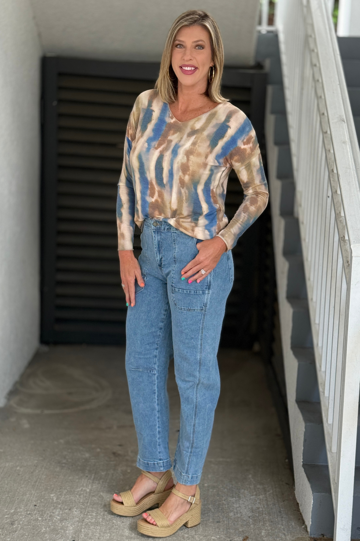 Charlie B cropped barrel jeans in denim blue