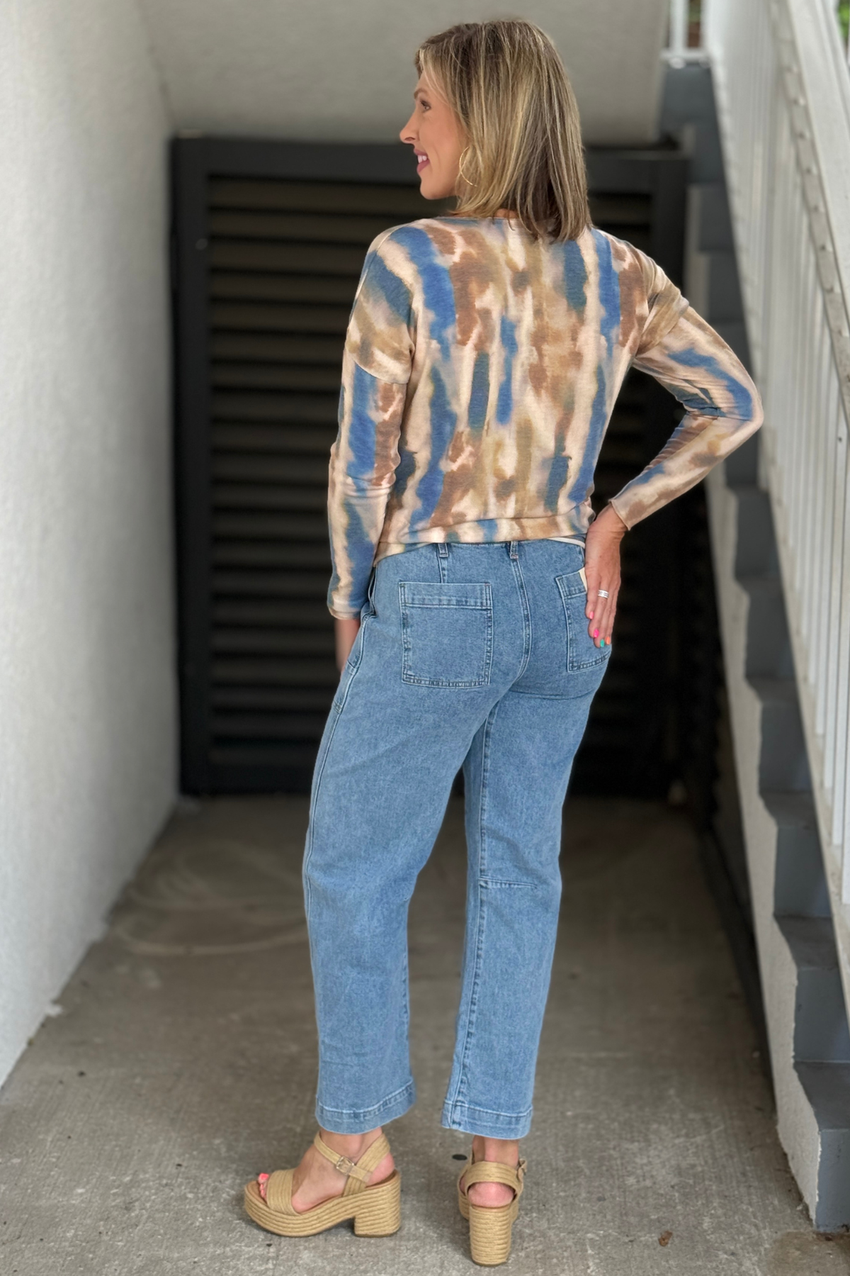 Women’s patch pocket barrel leg denim by Charlie B