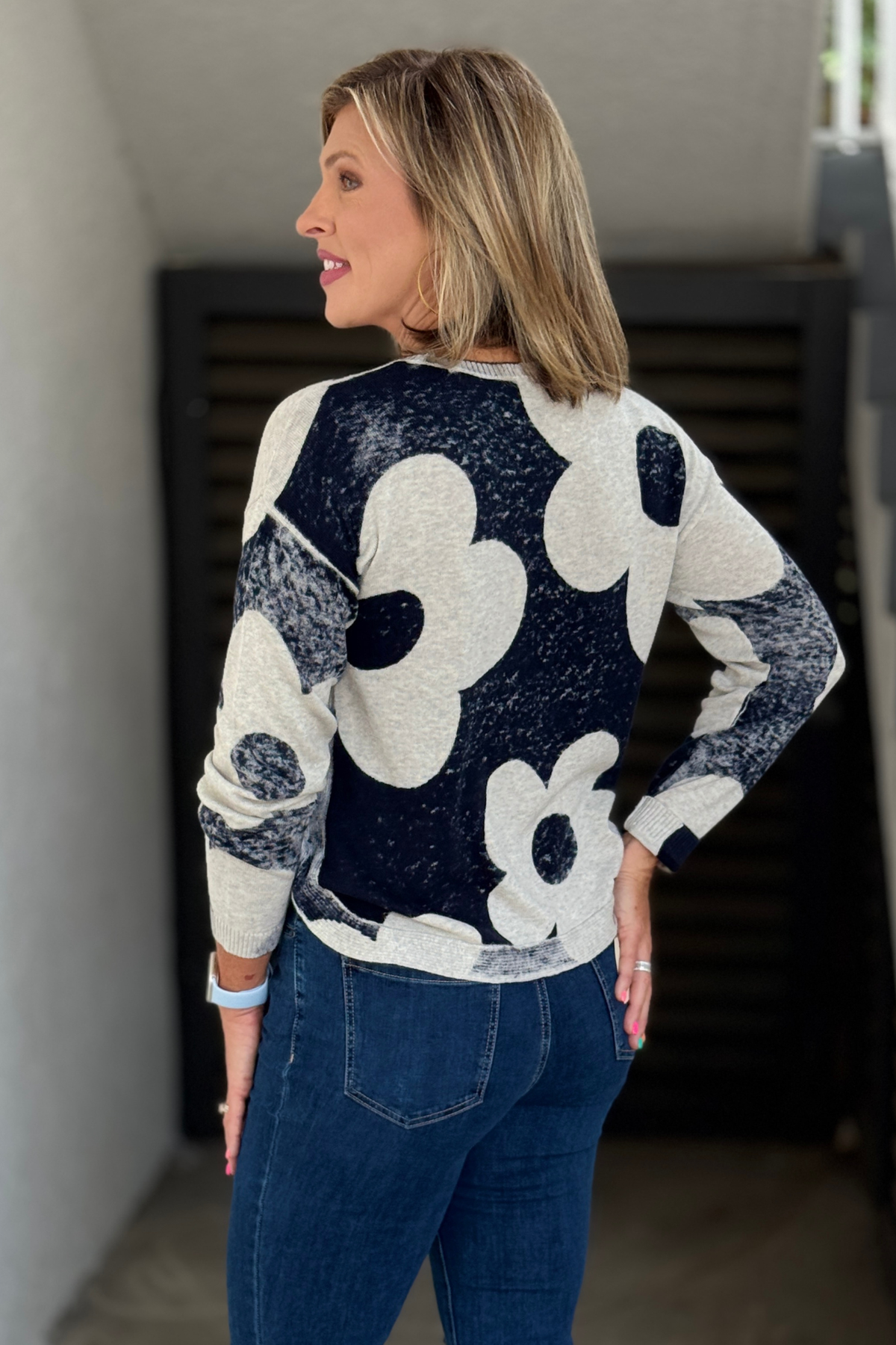 Charlie B reversible floral sweater back view