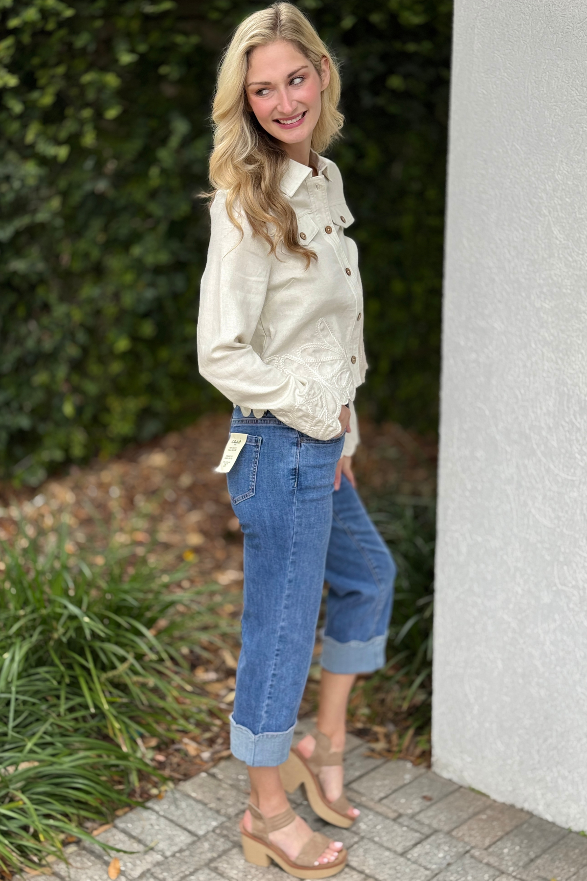 Charlie B scalloped hem cropped jeans back view