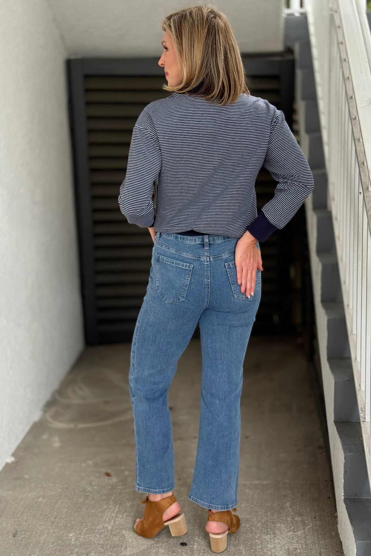 Charlie B straight leg corduroy pants styled for fall
