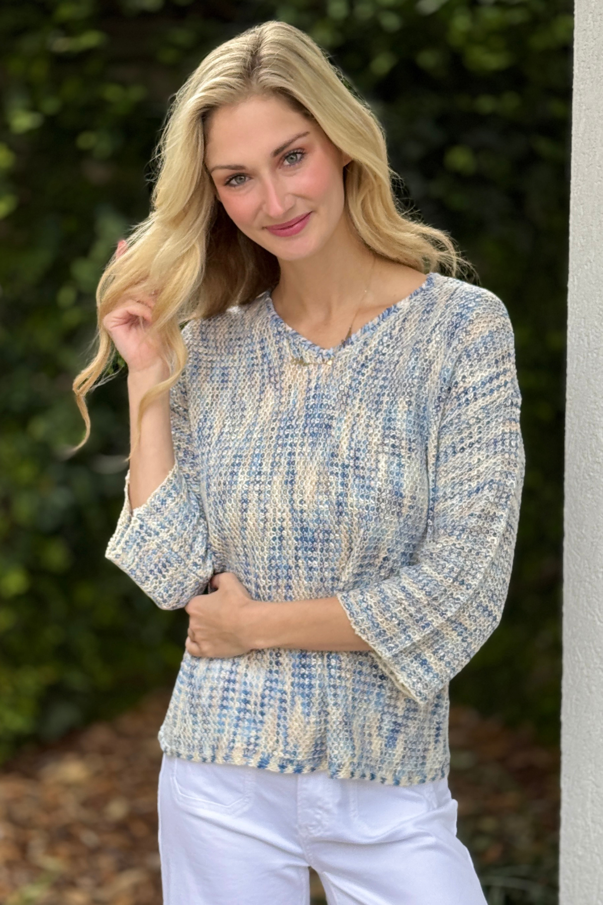 Charlie B Blue Mist knit sweater front view