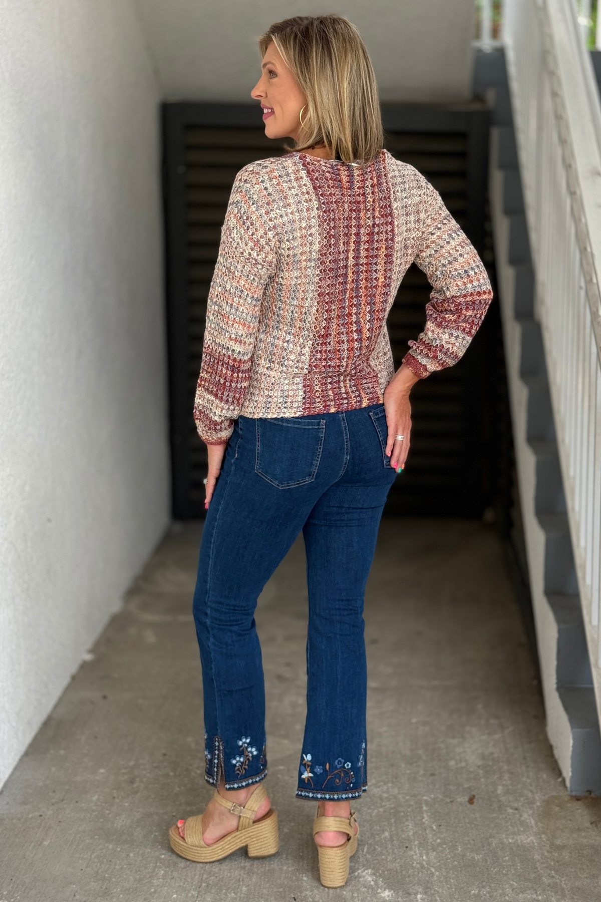 Charlie B embroidered denim jeans back view