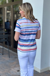Charlie B Striped V-Neck Linen T-Shirt