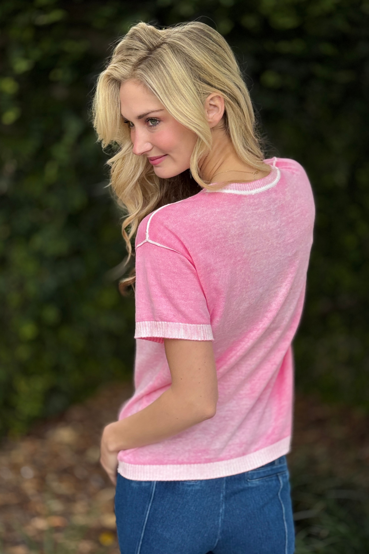 Charlie B Candy knit sweater ribbed sleeve detail