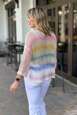Charlie B Rainbow Fishnet Crochet Sweater Top