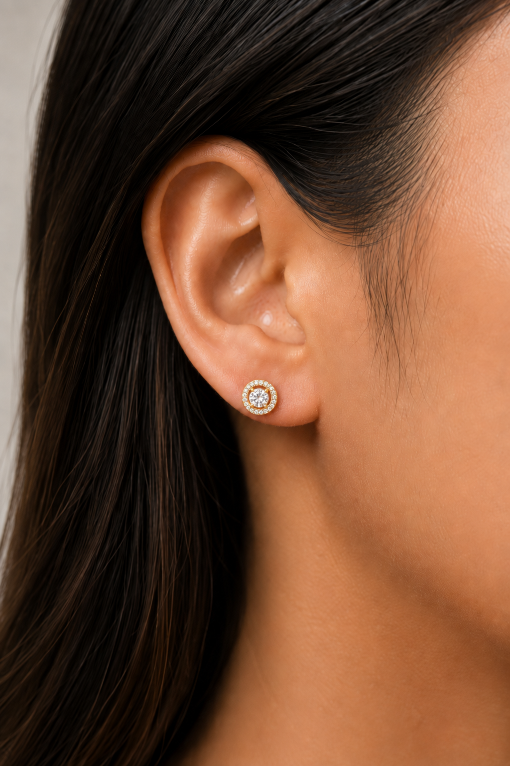 Golden Halo Moissanite Stud Earrings – 2.0CT Color D