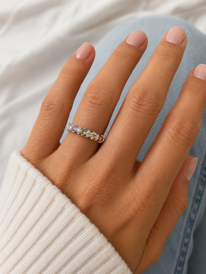 Adjustable Multicolor Moissanite Eternity Ring