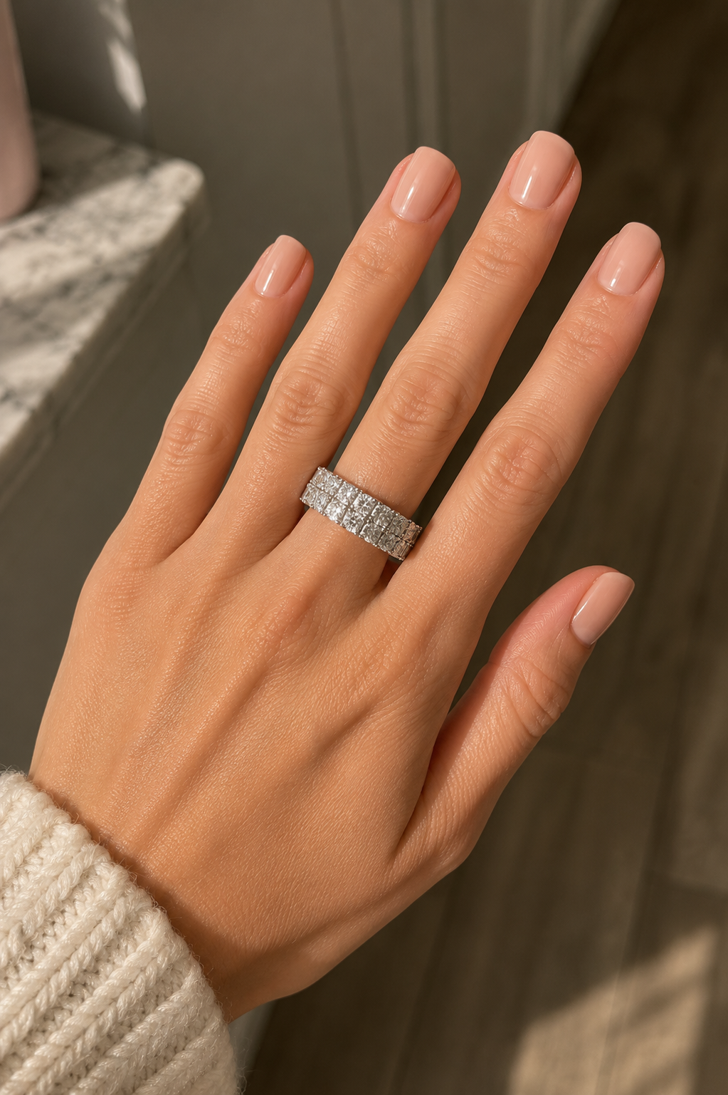 10.2 CT princess cut D color moissanite eternity ring