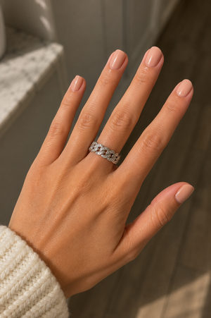 Linked in Luxury Moissanite Chain Ring