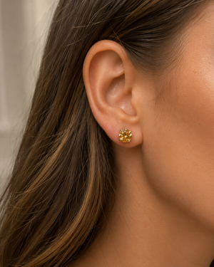 Golden Glow Champagne Moissanite Stud Earrings