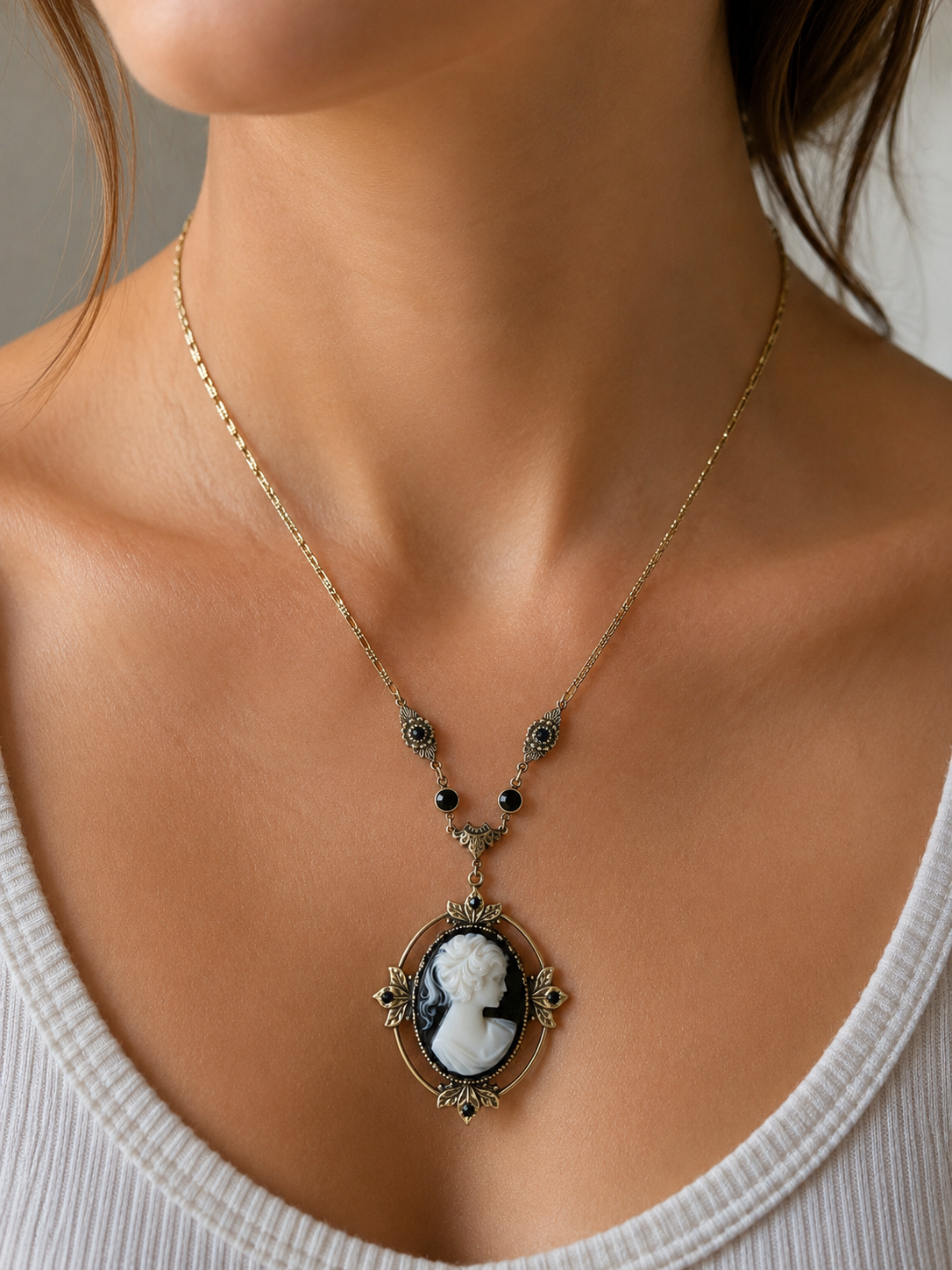 Midnight Heirloom Cameo Necklace