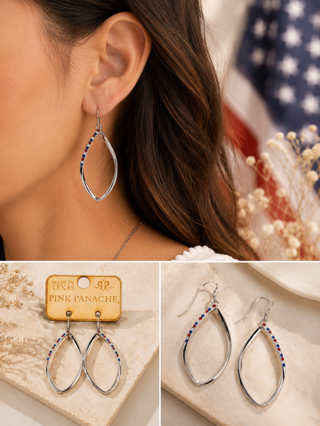 Stars & Sparkle Patriotic Teardrop Earrings