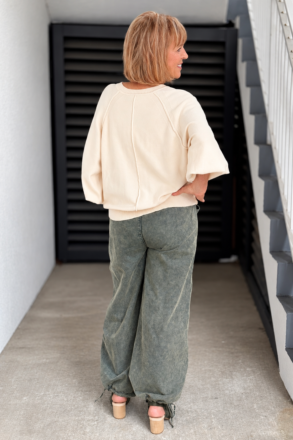 Boho jogger pants with oversized studded pockets