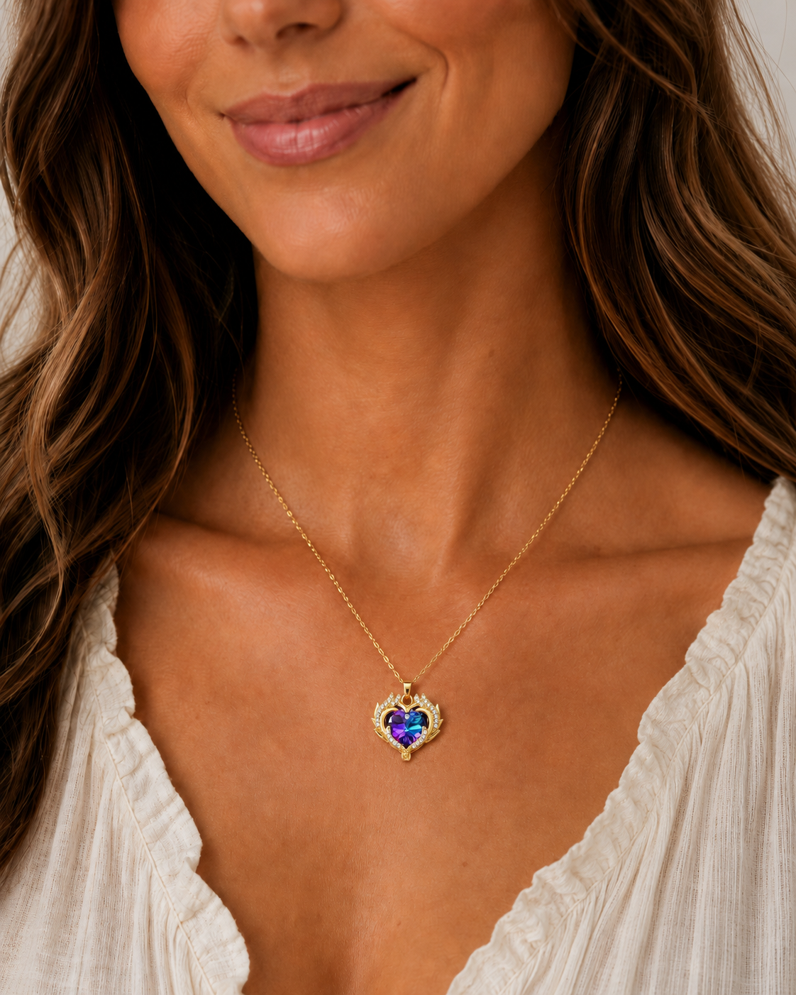 Golden Heart Glow Necklace