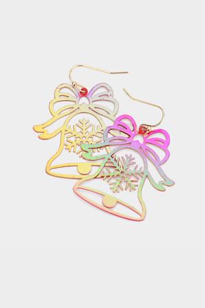 Lightweight metal jingle bell dangle earrings