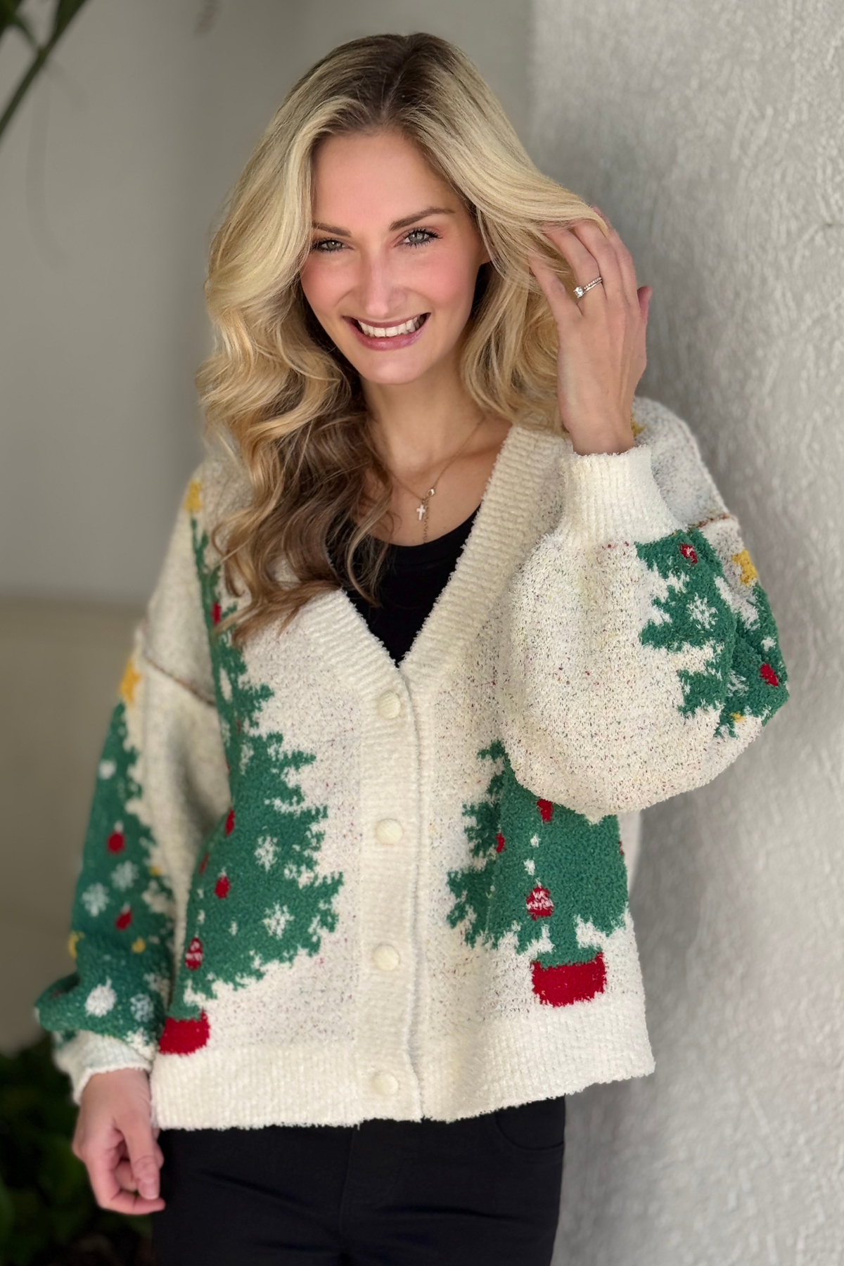 The Merry Evergreen Button-Up Cardigan