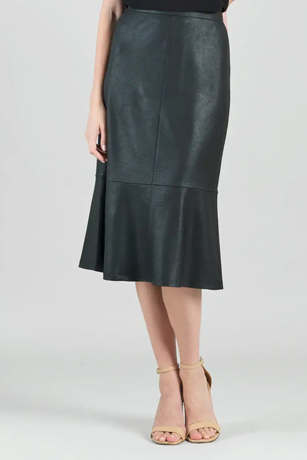 Clara Sunwoo Liquid Leather™ Flounce Midi Skirt
