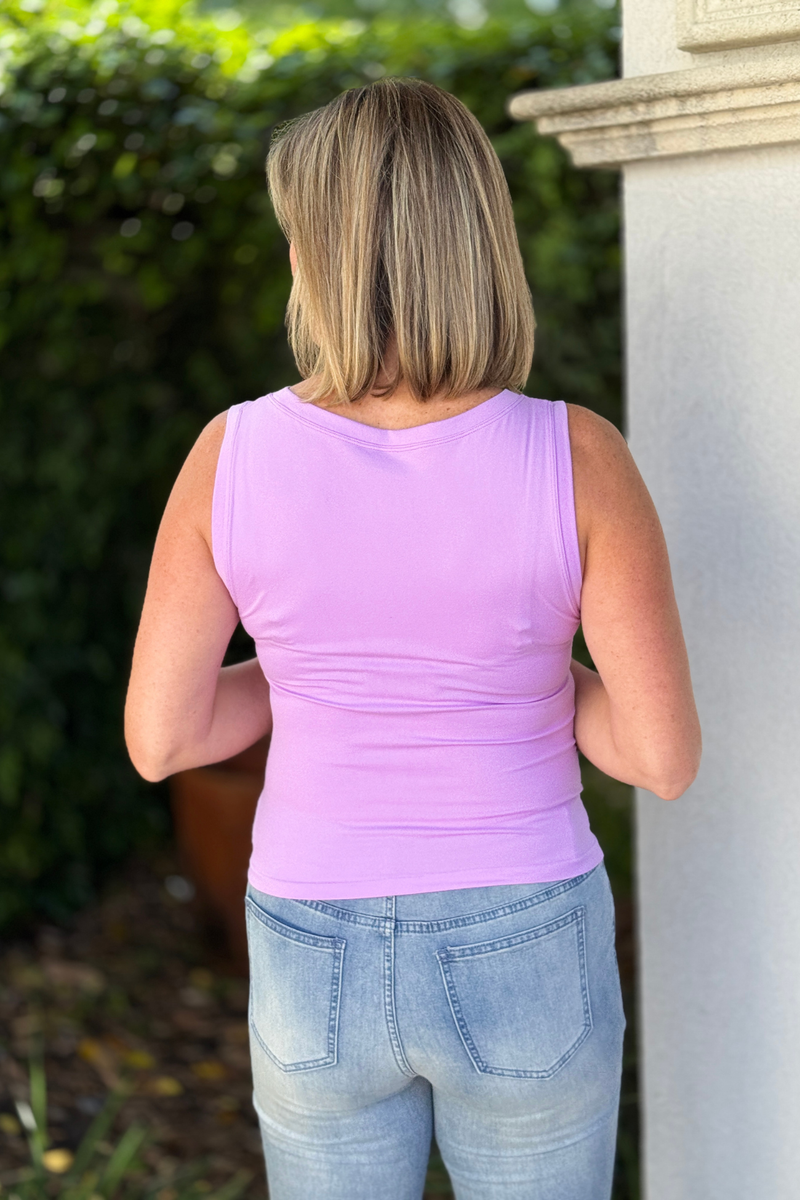 fitted lavender crop tank minimal style