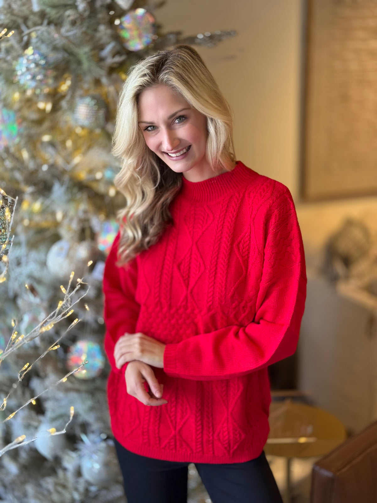 TPN The Holly Berry Cable Knit Sweater