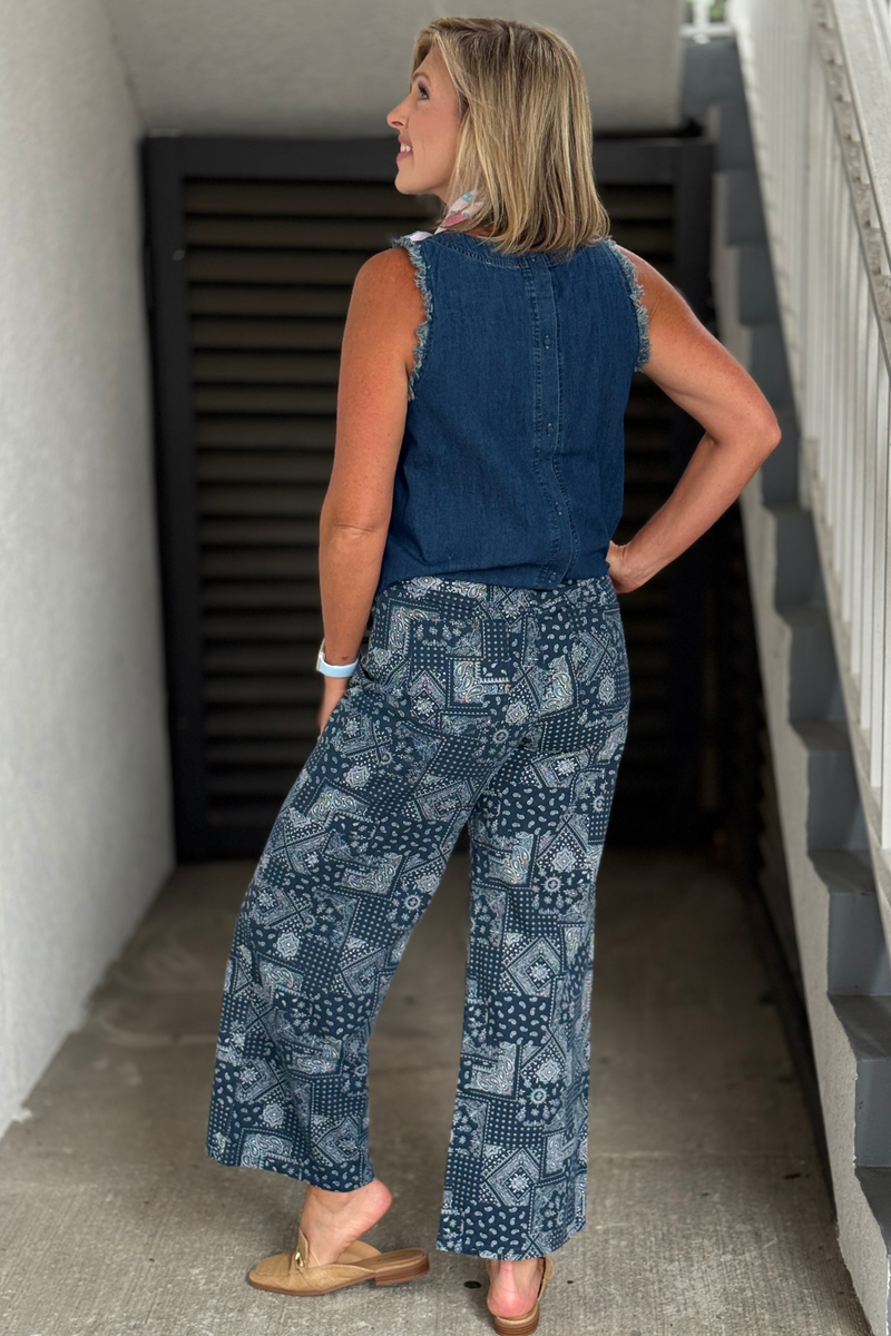 Paisley Print Denim Jeans front view
