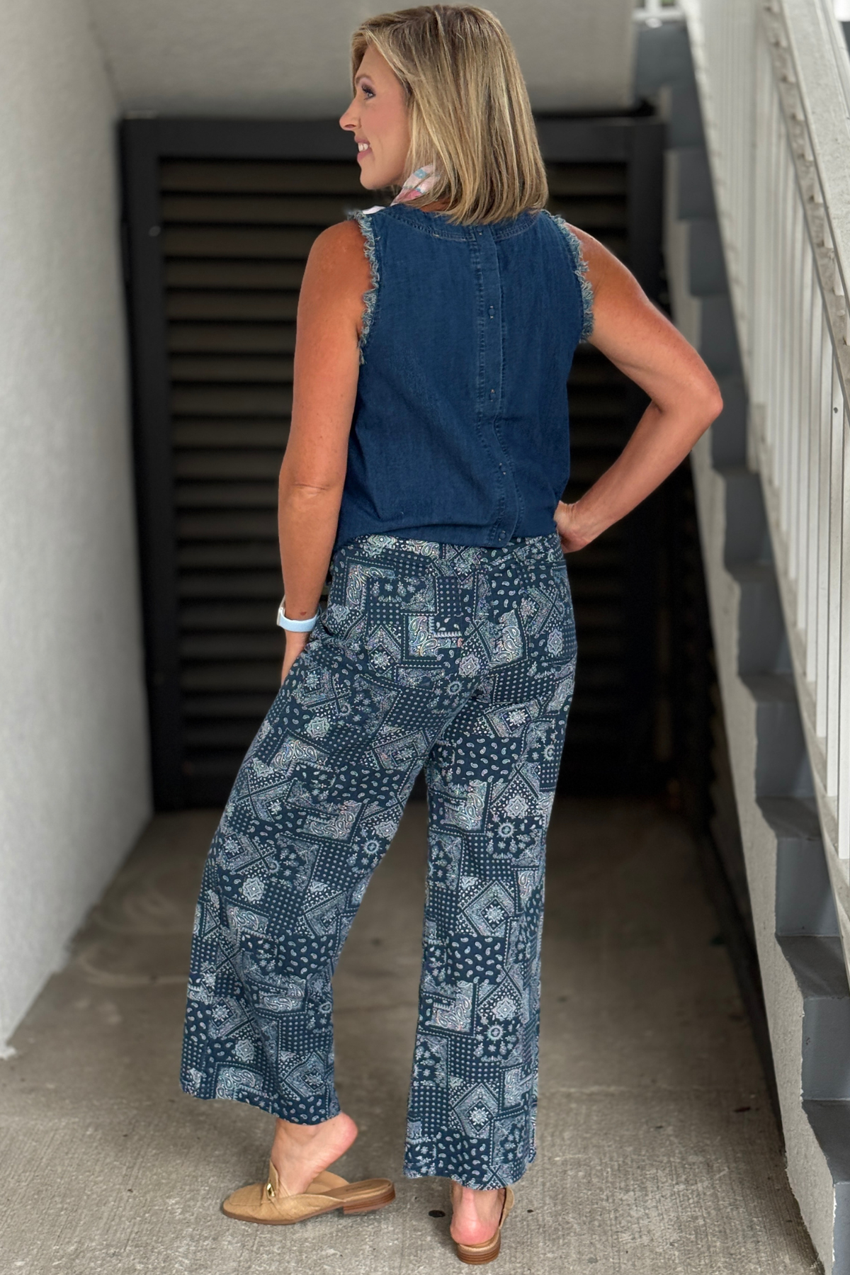 Women's indigo paisley print denim jeans