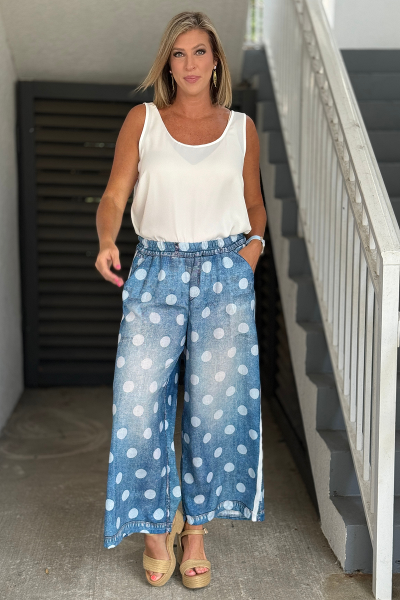 Made in Italy lightweight polka dot pants