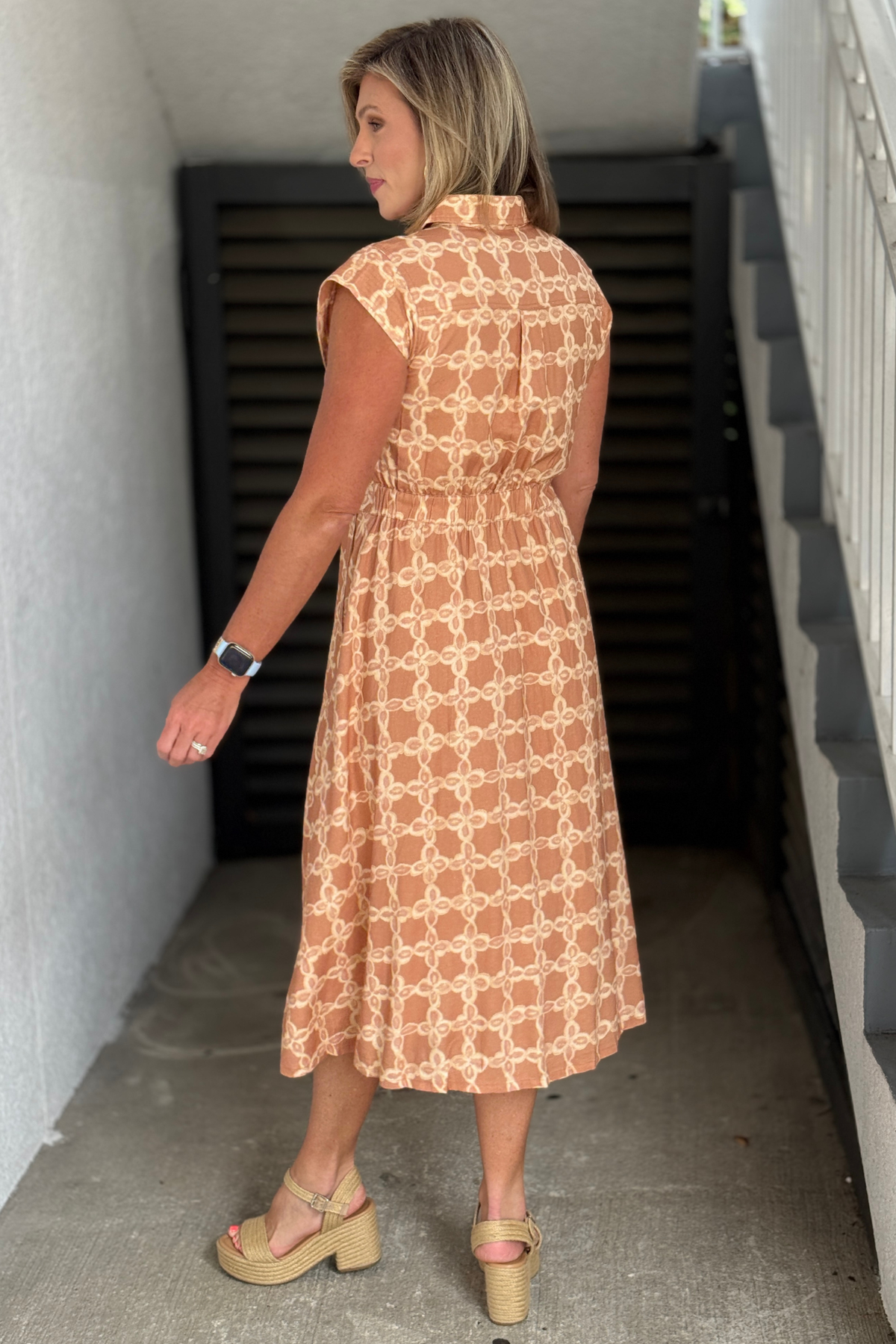 Autumn Afternoon Midi Dress | Printed Button Front Midi Dress – Women's Clothing Boutique