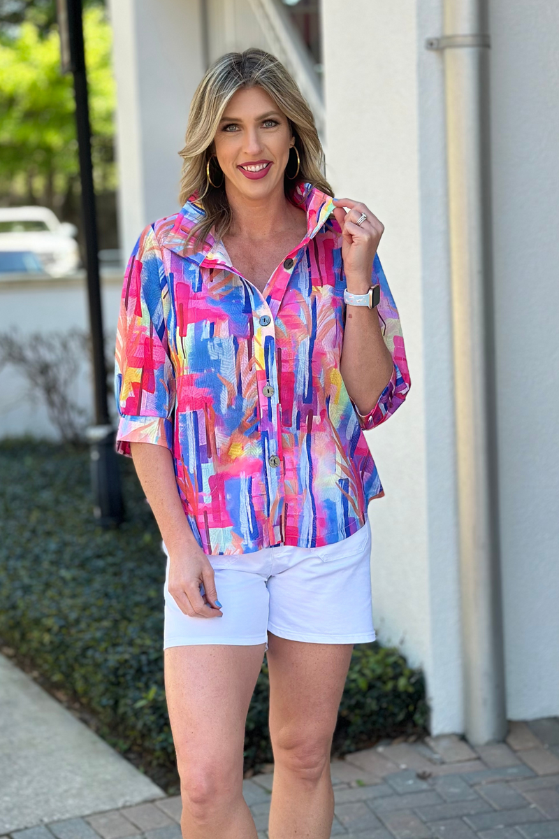 Damee Abstract Color Pop Printed Blouse
