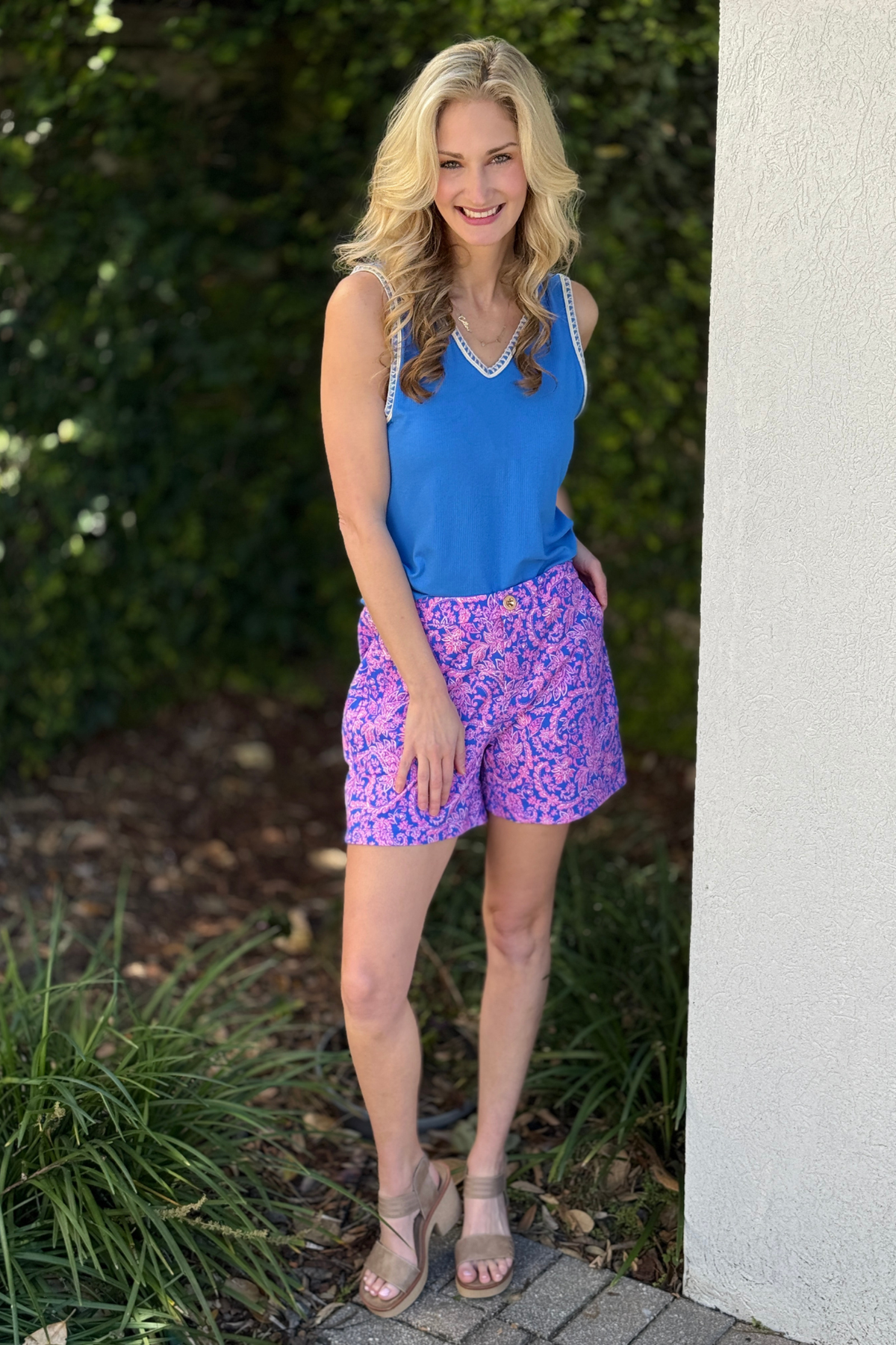 Dear Scarlett paisley athletic shorts with pockets