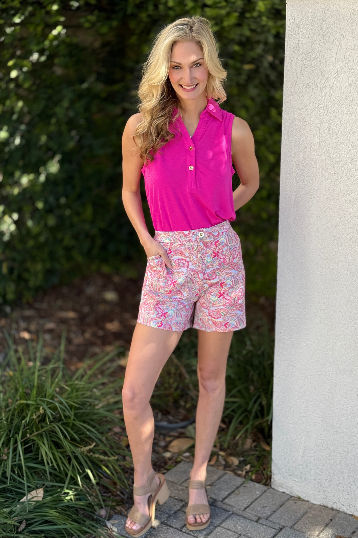 Dear Scarlett paisley athletic shorts back view