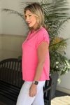 TPN: Stella Solid Short Sleeve Top-Neon Pink