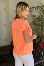 TPN: Stella Solid Short Sleeve Top-Neon Orange