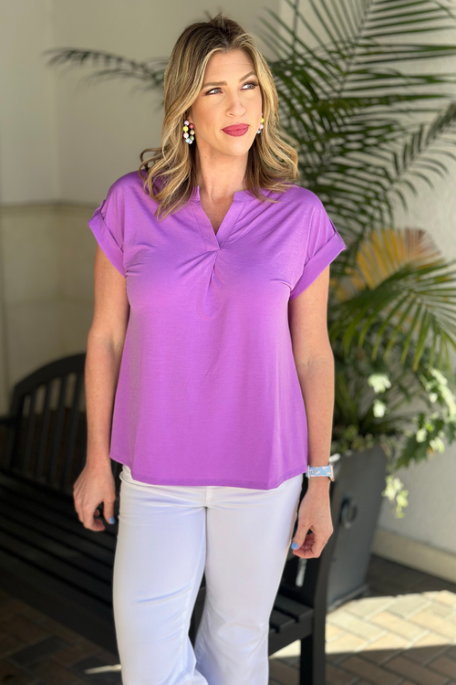 TPN: Stella Solid Short Sleeve Top-Lavender