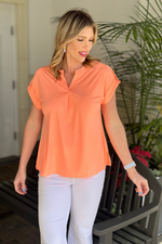 TPN: Stella Solid Short Sleeve Top-Neon Orange