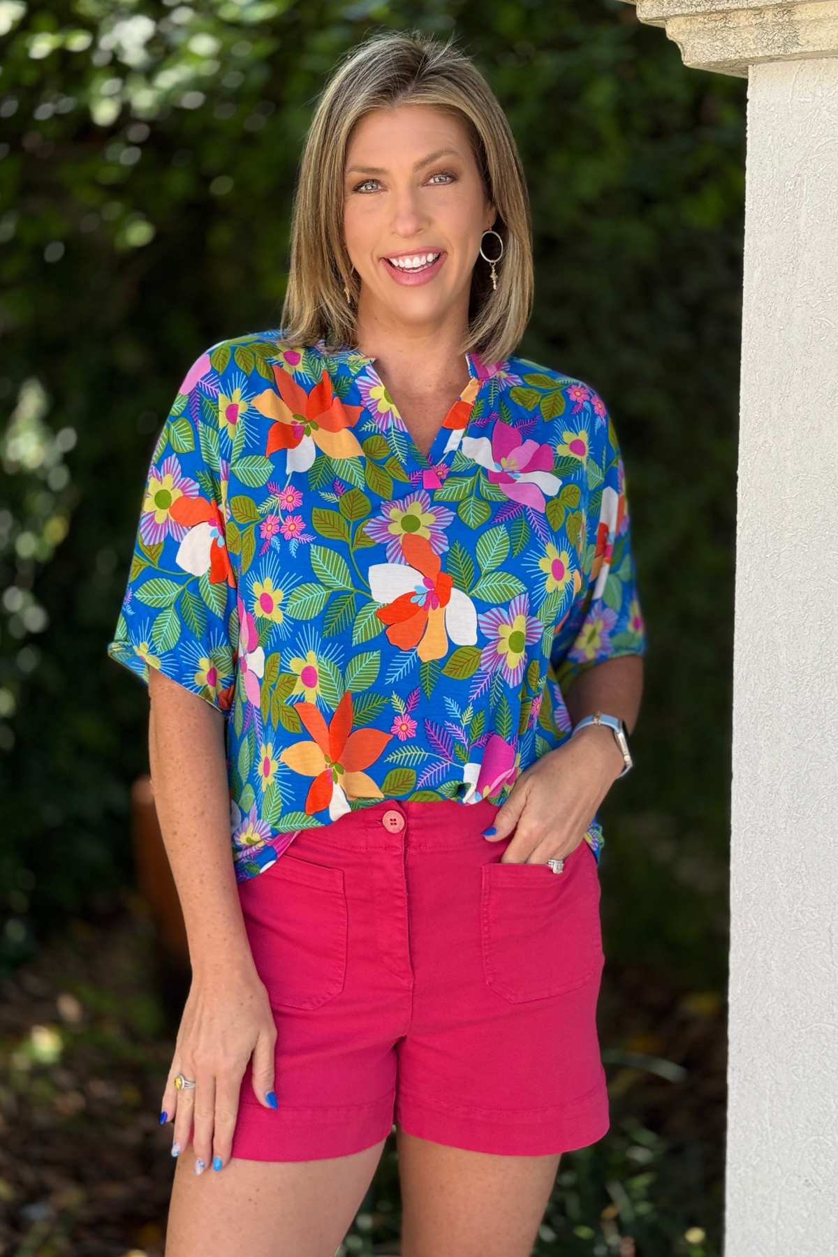 tpn collection short sleeve blouse mandarin collar
