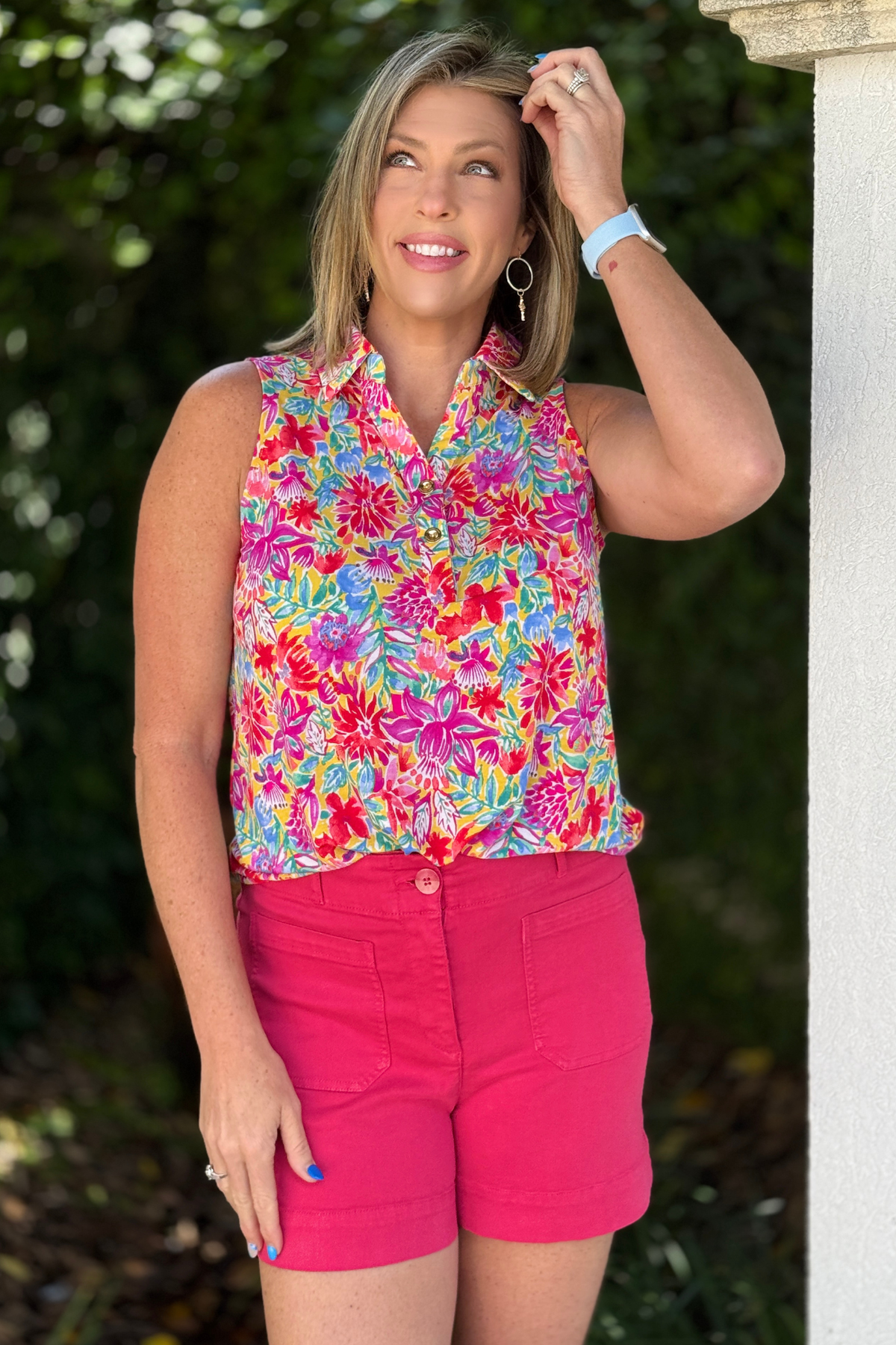 bright floral summer blouse lightweight and breathable