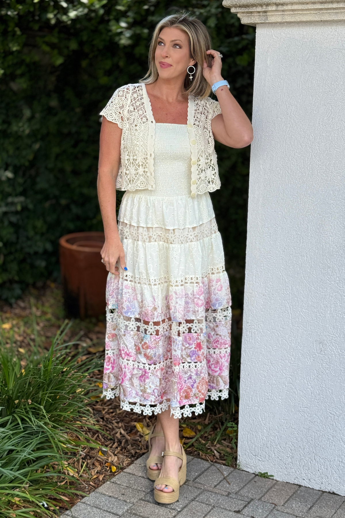 Secret Garden Lace Midi Dress | Floral Strapless Boutique Dress Women's Clothing Boutique | The Pink Nickel Secret Garden Lace Midi Dress | Floral Strapless Boutique Dress Women's Clothing Boutique | The Pink Nickel