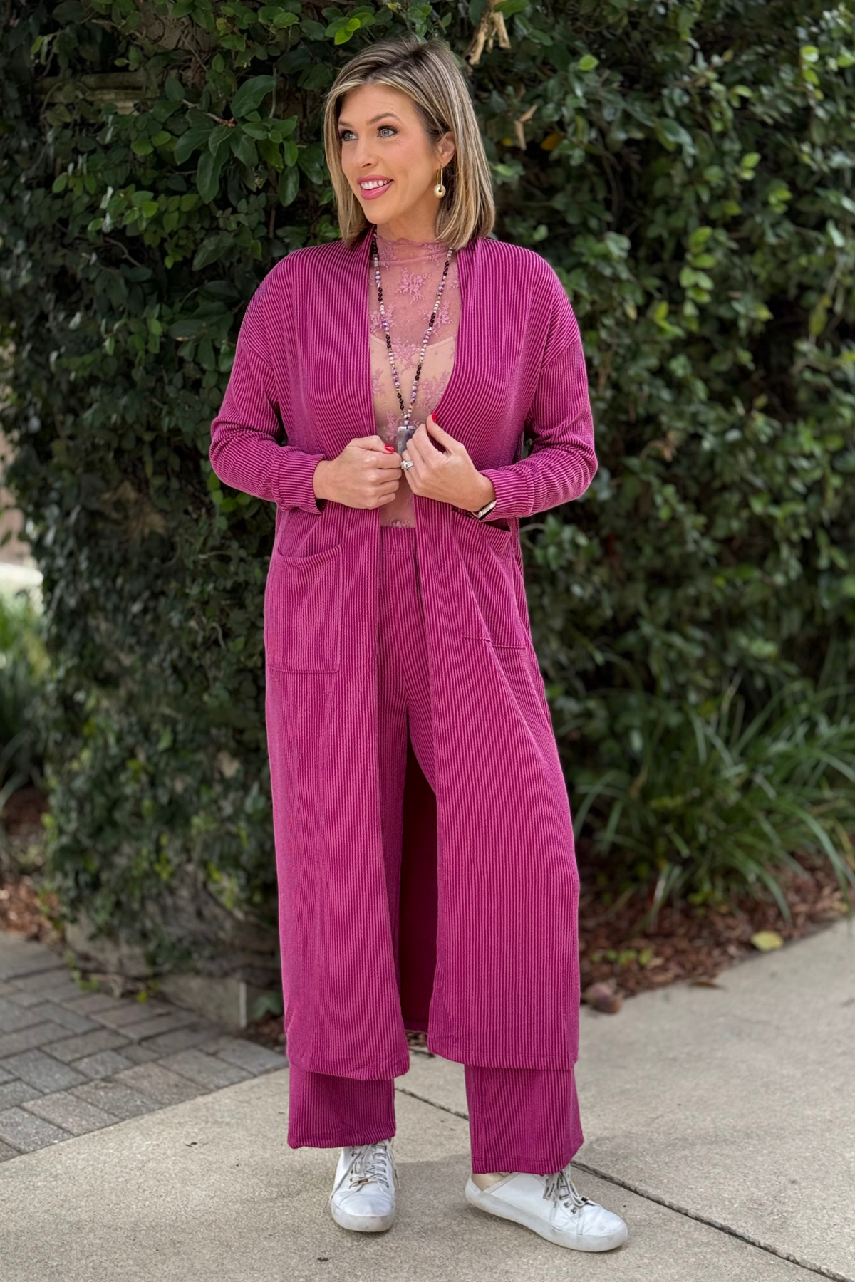TPN The Travel Cozy Cardigan Set – Plum