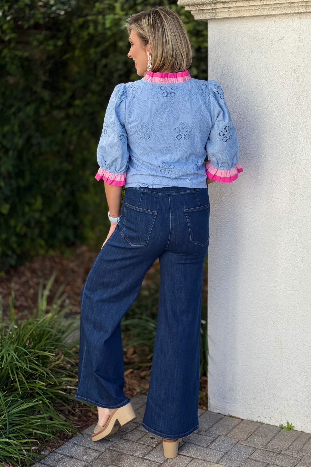 Women’s structured high waisted wide leg jeans