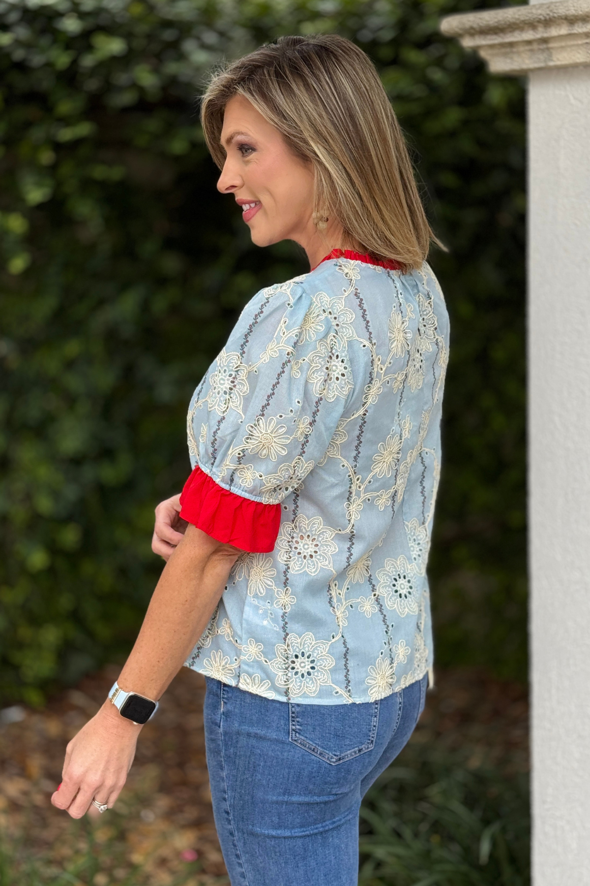 Spring 2026 embroidered short sleeve blouse
