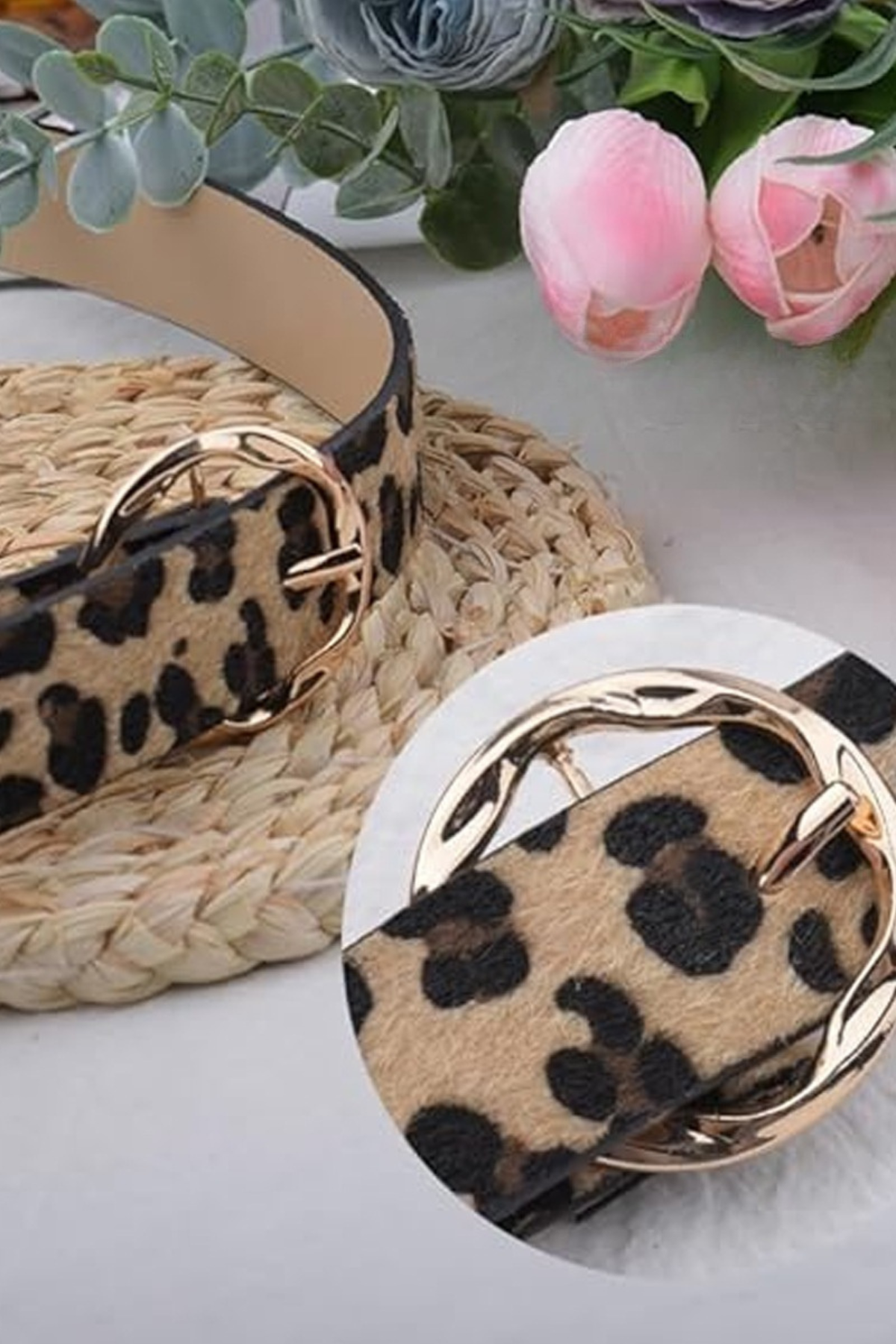 Animal print adjustable belt for women