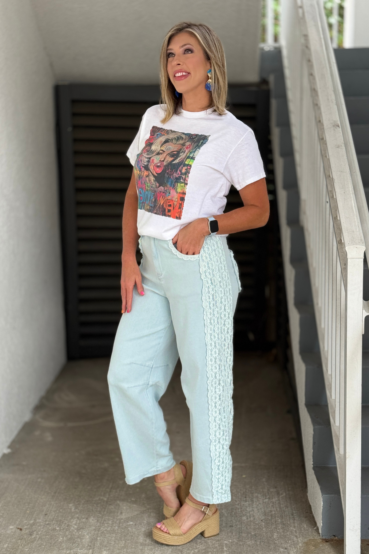 Relaxed fit lace detail boutique jeans