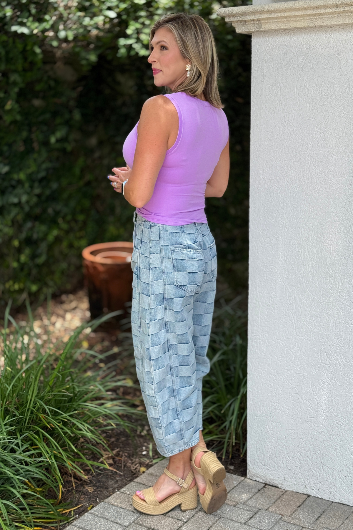 Chelsea Check Barrel Jeans Back View
