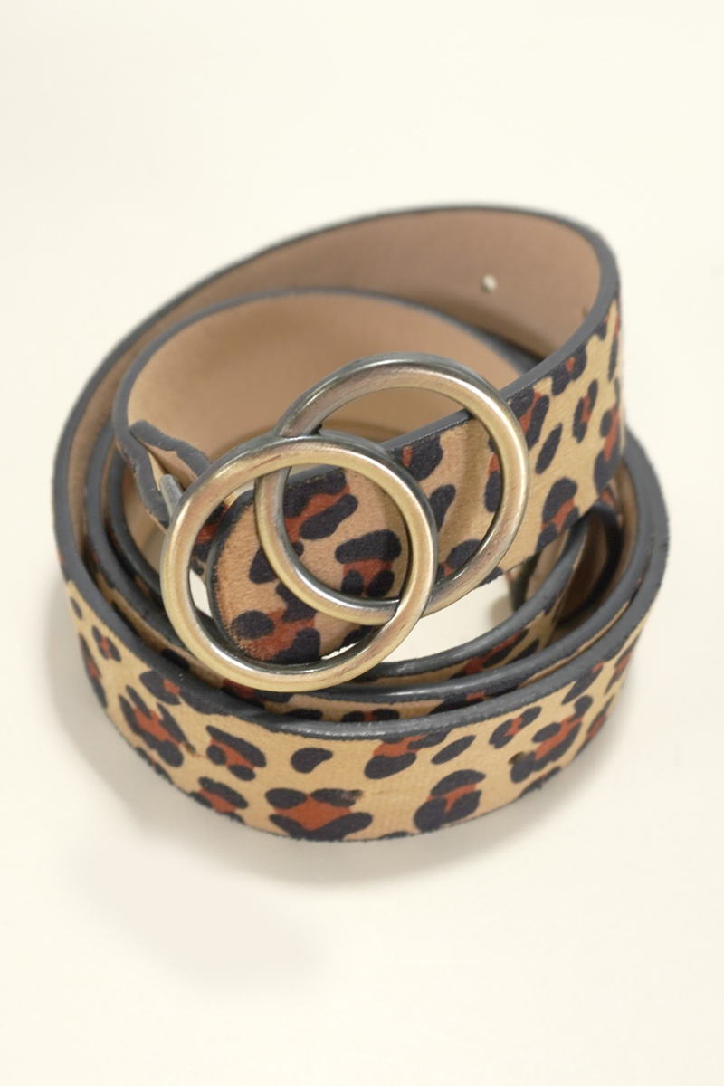 leopard print double o buckle fashion belt