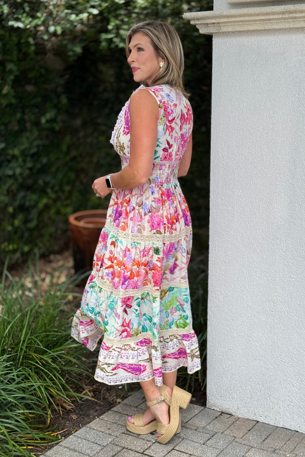 Boho Floral Maxi Dress with Smocked Waist