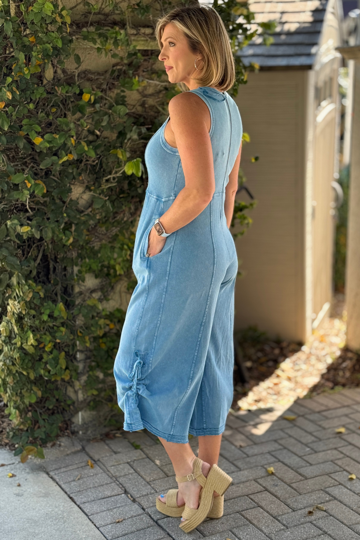 soft denim look jumpsuit boutique style