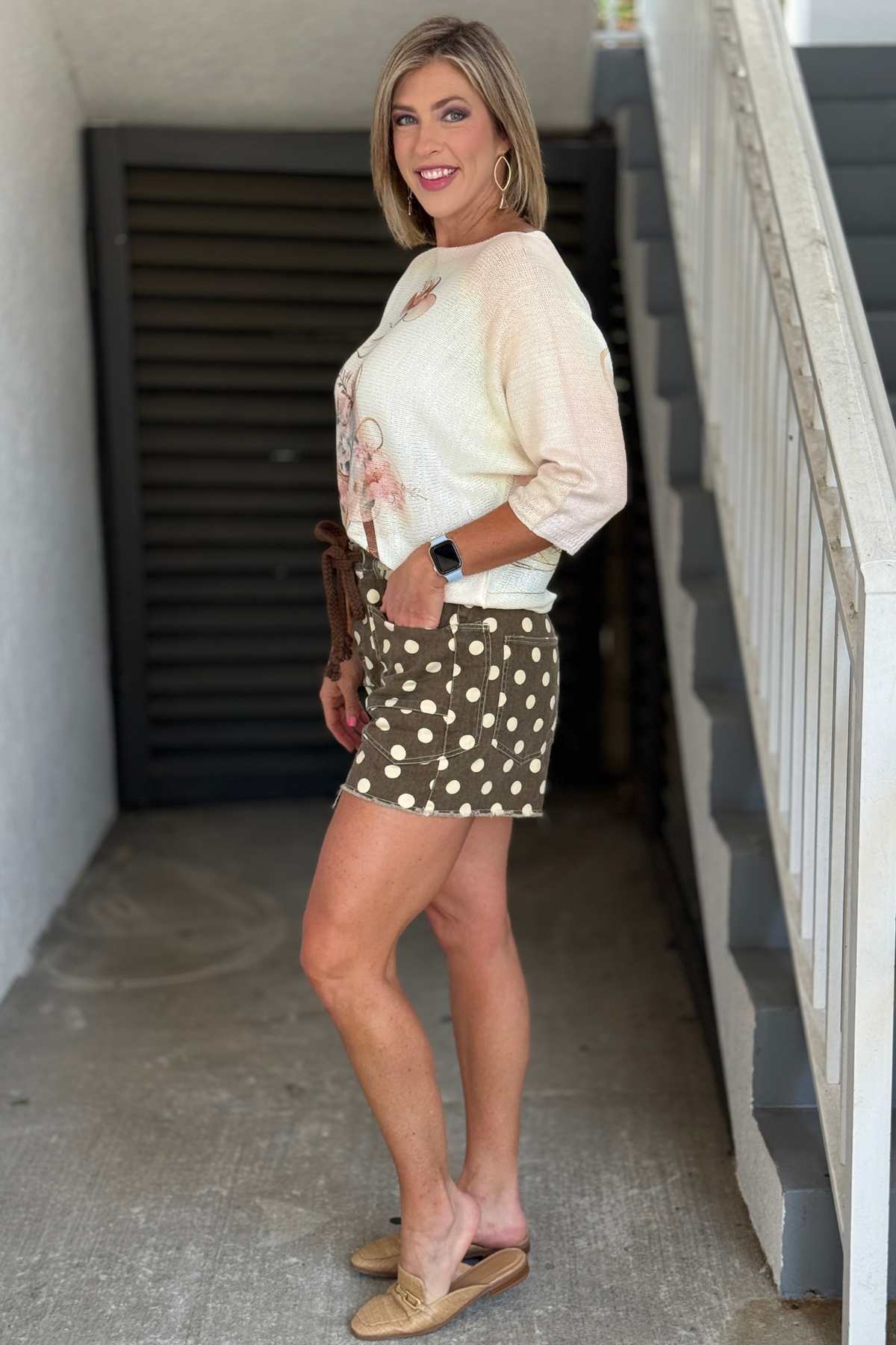 Mineral washed tie front shorts